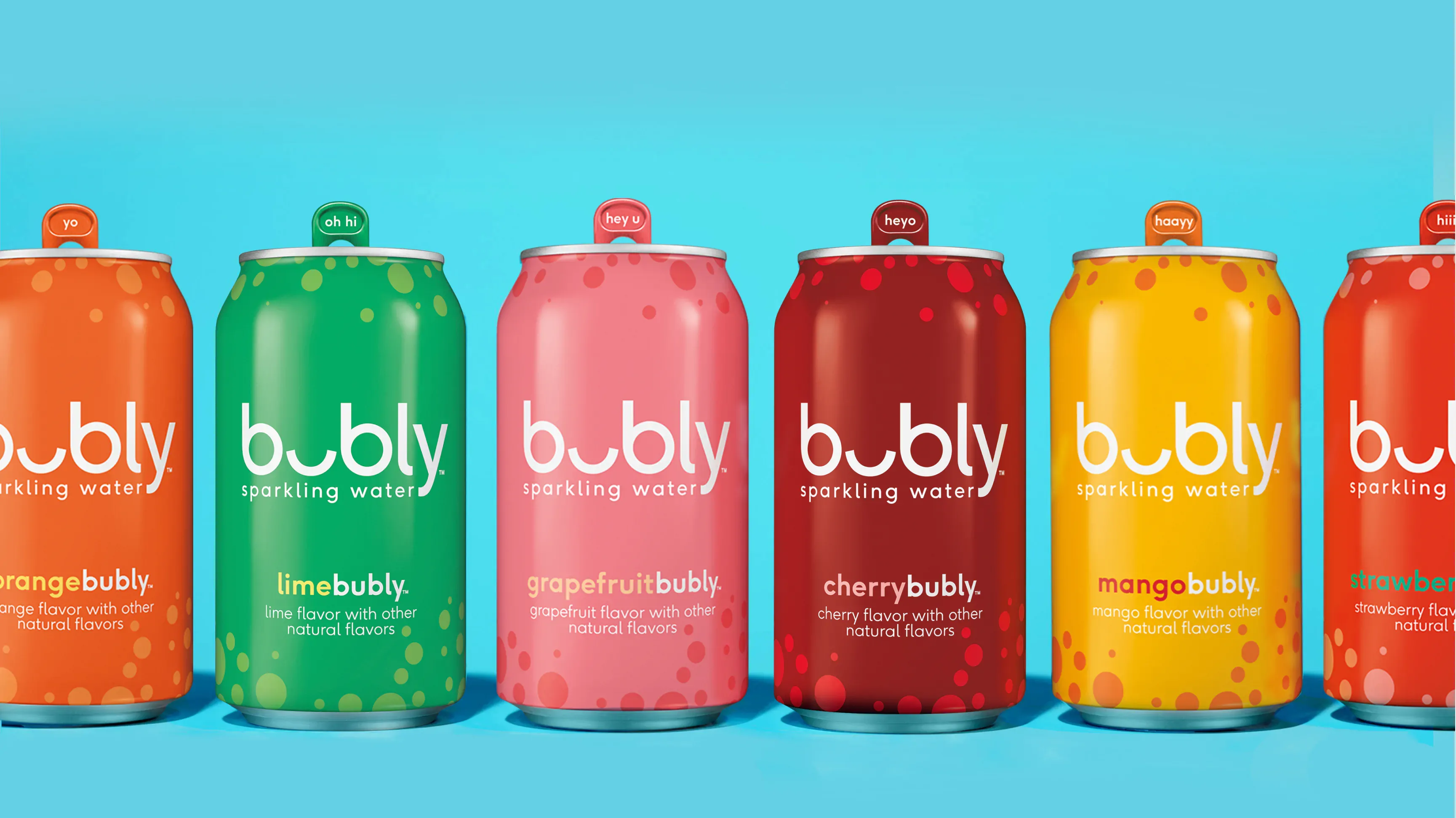 Row of Bubly cans