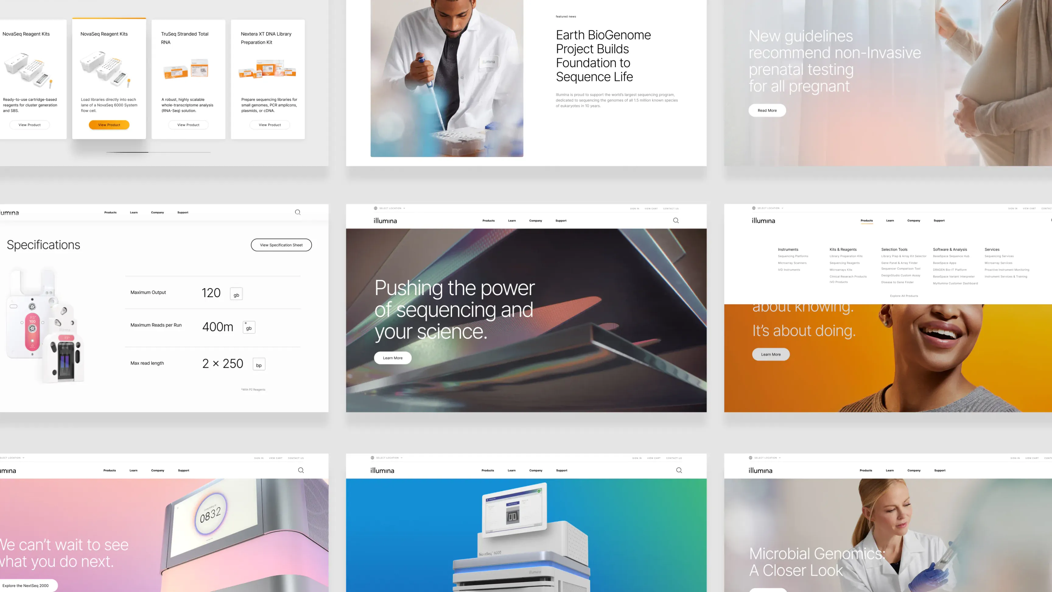 Illumina website layouts for Redesign Concept