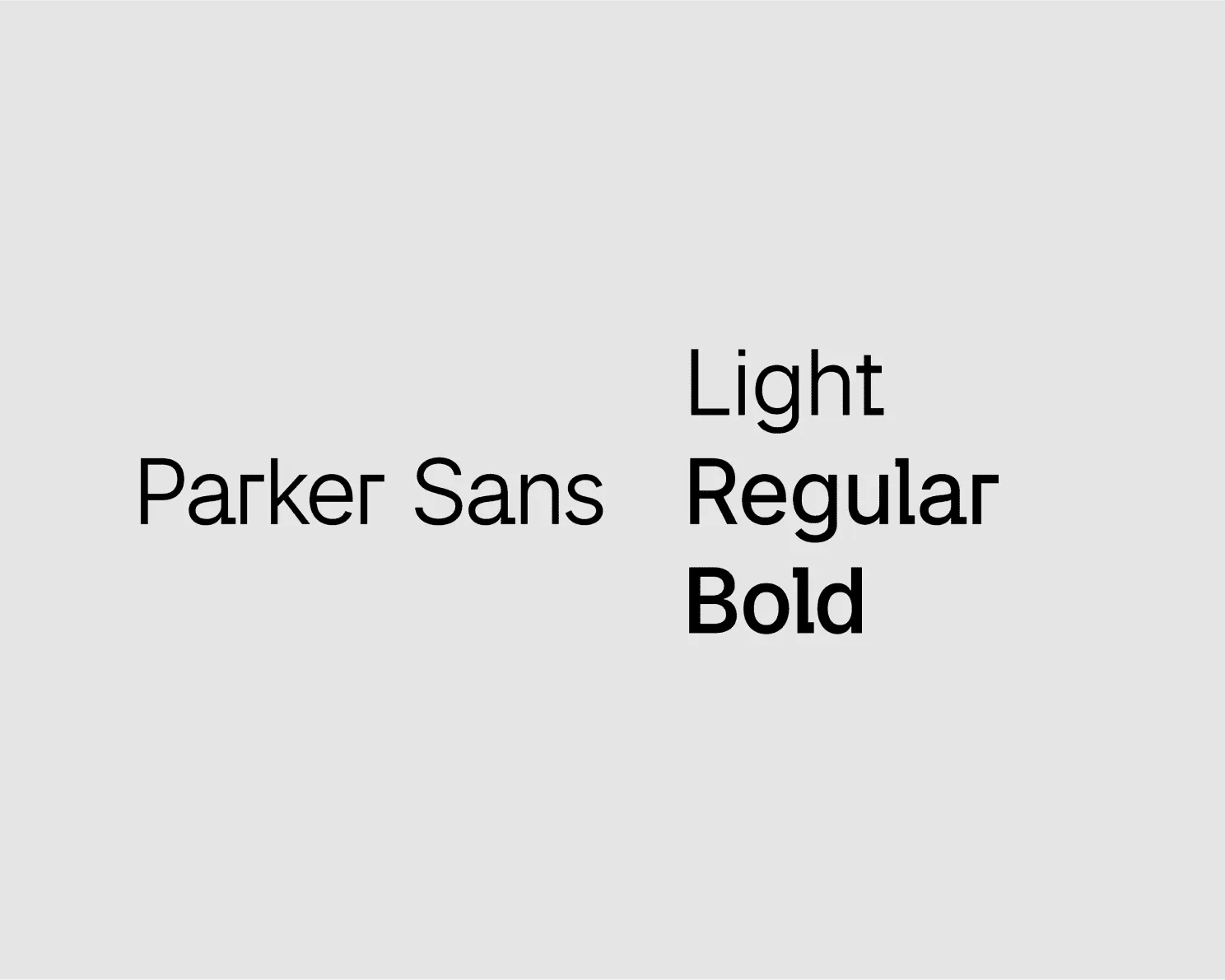 Parker Sans custom typeface weight concepts